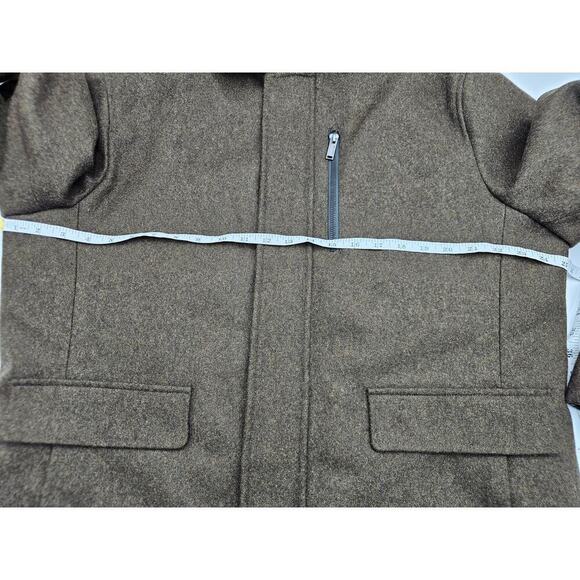 Calvin Klein Men's L Classic Wool Overcoat Brown Zip-bib Winter Jacket - Picture 5 of 8